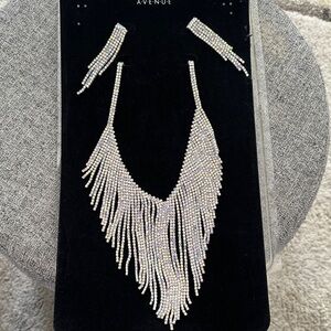 Stunning Silver Fringe Necklace and Earring Set